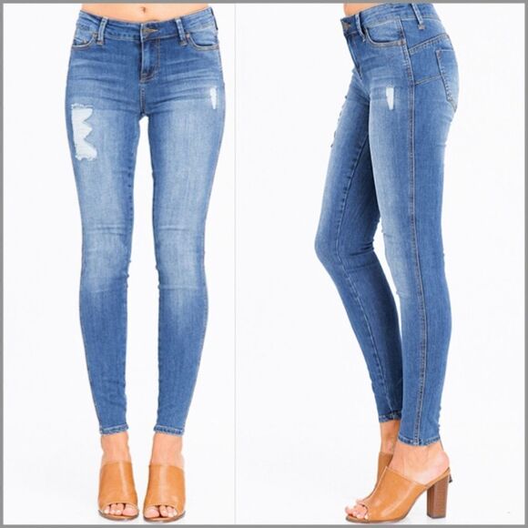 Body Sculpt Slimming Distressed Skinny Jeans - Picture 2 of 9